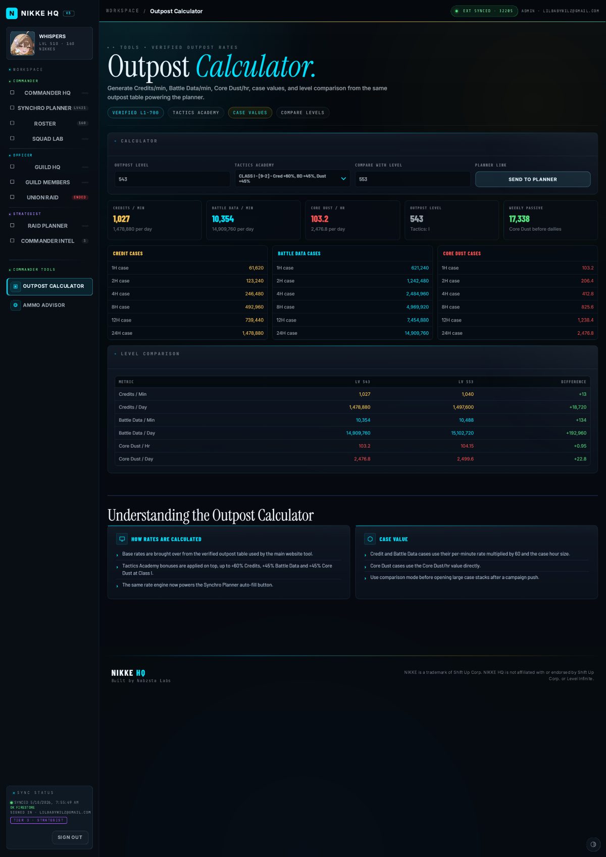 Outpost Calculator