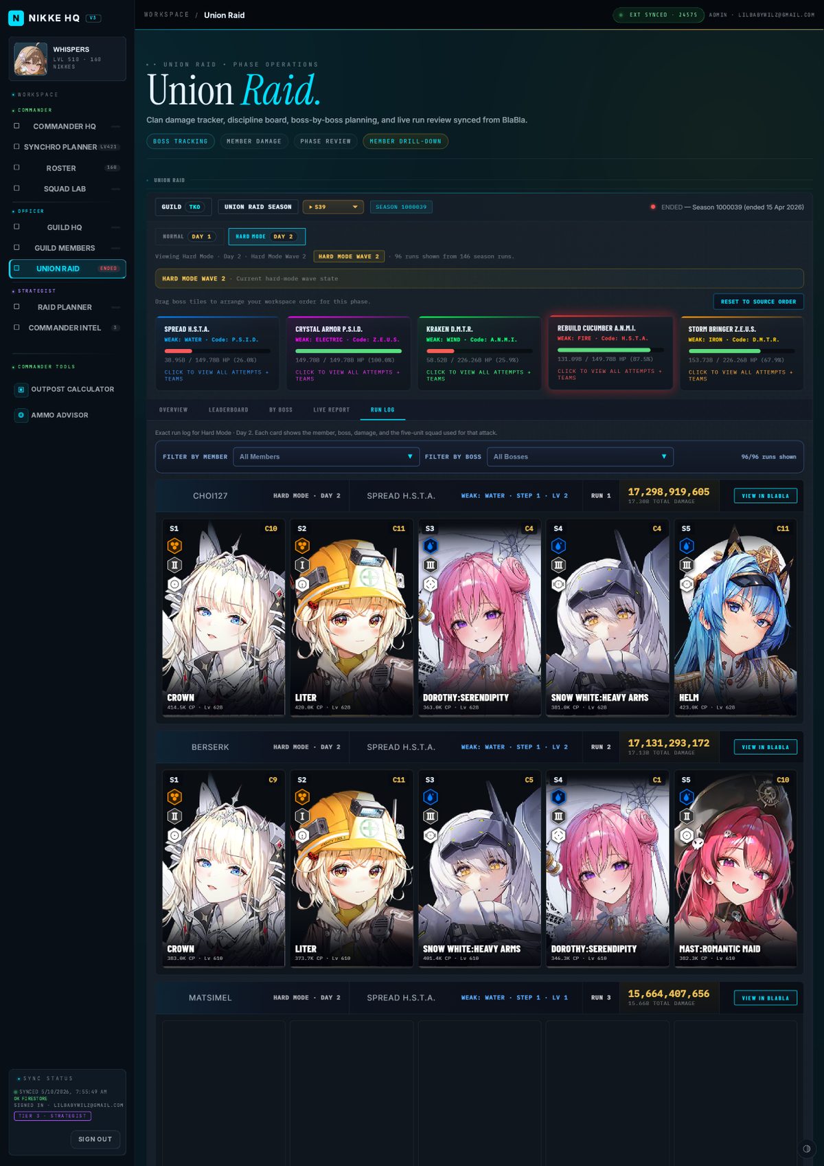 Union Raid Run Log